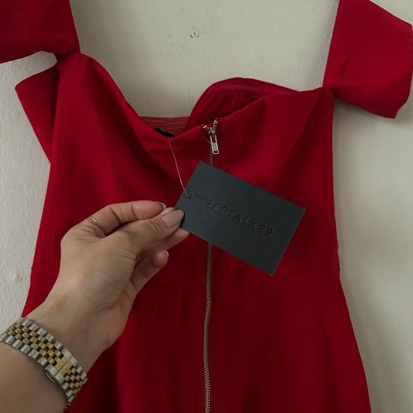 Stylestalker China Doll Off the Shoulder Red Dress Size Small - Picture 8 of 8